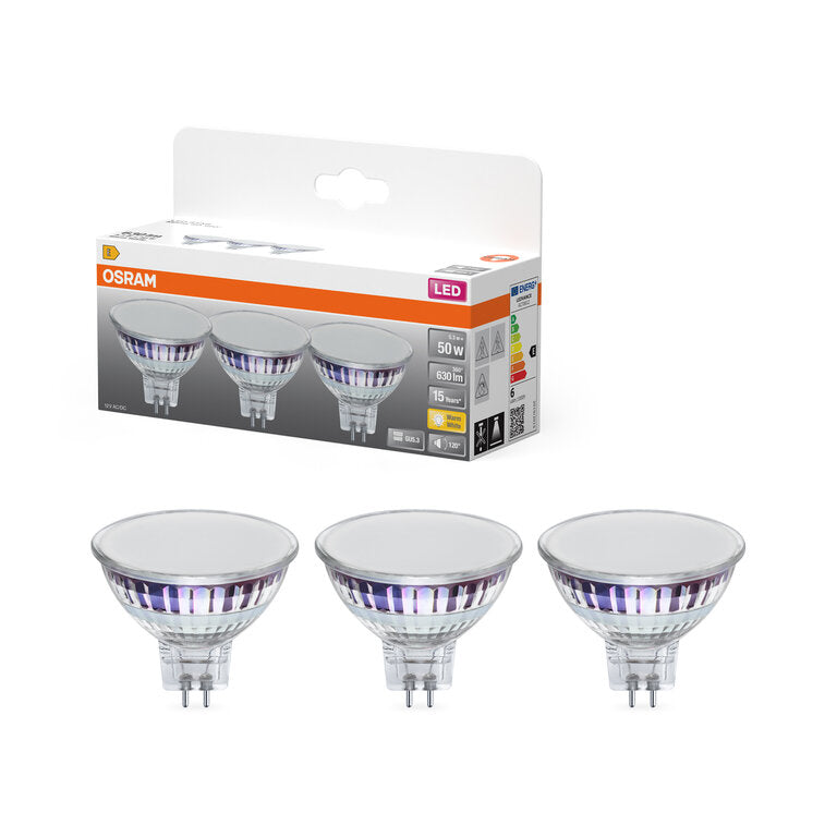 Osram / Ledvance LED Star Spot MR16 120° 5,3-50W/827 warmweiß 630lm GU5.3 12V 3er Pack