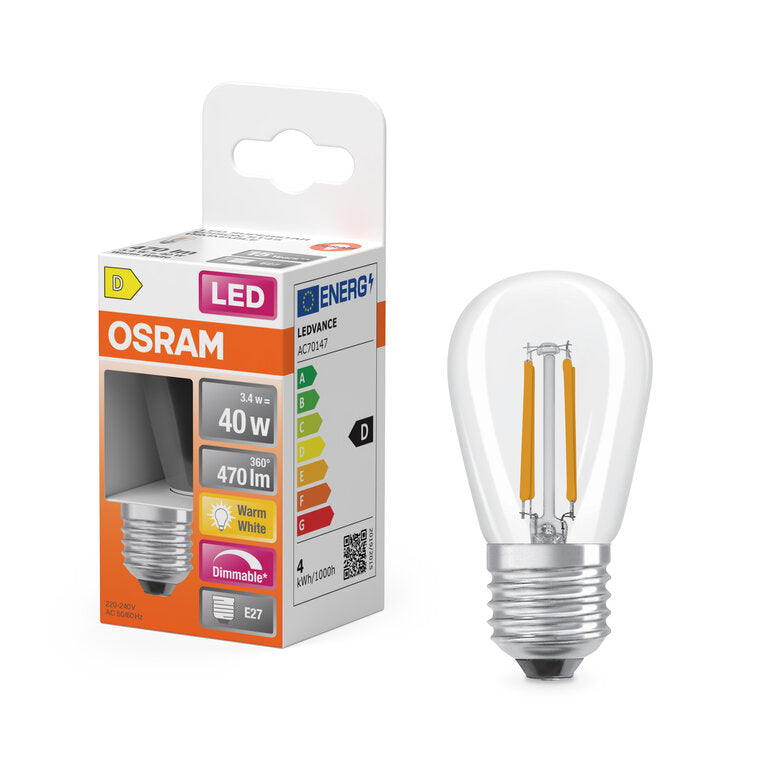 Osram / Ledvance LED Filament Superstar Edison ST klar 320° 3,4-40W/827 warmweiß 470lm E27 220-240V dimmbar