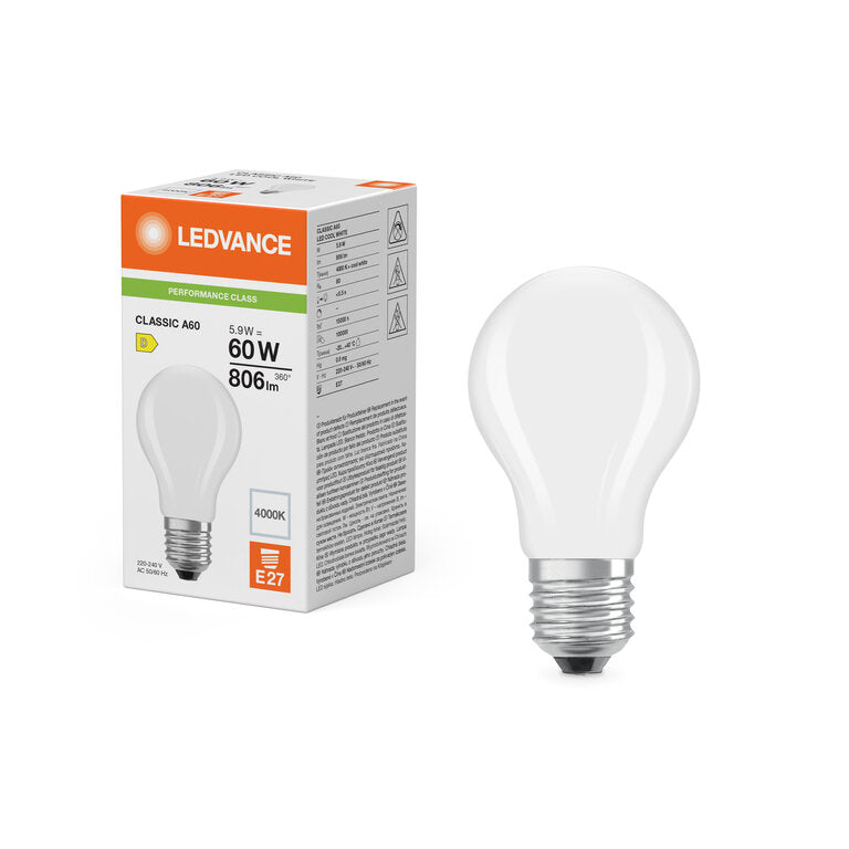 Osram / Ledvance LED Filament Classic A matt 300° Performance 5,9-60W/840 kaltweiß 806lm E27 220-240V