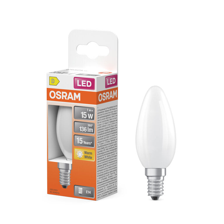 Osram / Ledvance LED Filament Star Kerze B matt 300° 1-15W/827 warmweiß 136lm E14 220-240V