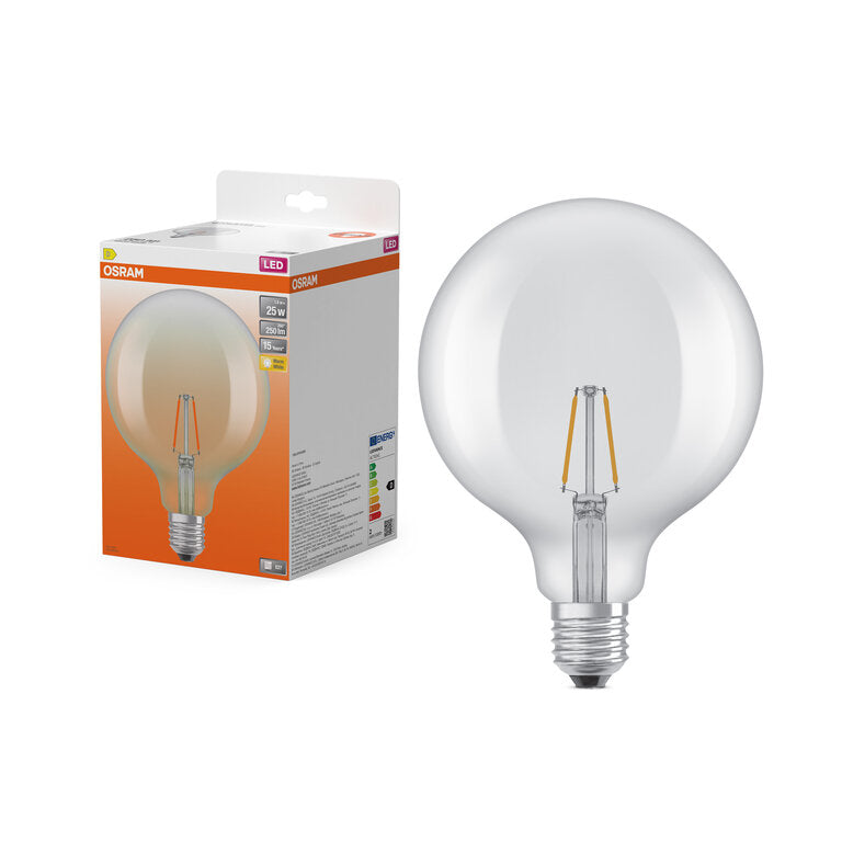 Osram / Ledvance LED Filament Star Globe G125 klar 300° 1,8-25W/827 warmweiß 250lm E27 220-240V