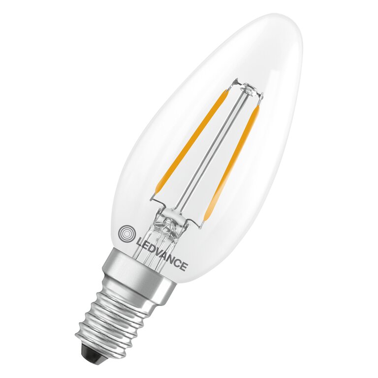 Osram / Ledvance LED Filament Kerze B klar 300° Performance 1,8-25W/827 warmweiß 250lm E14 220-240V