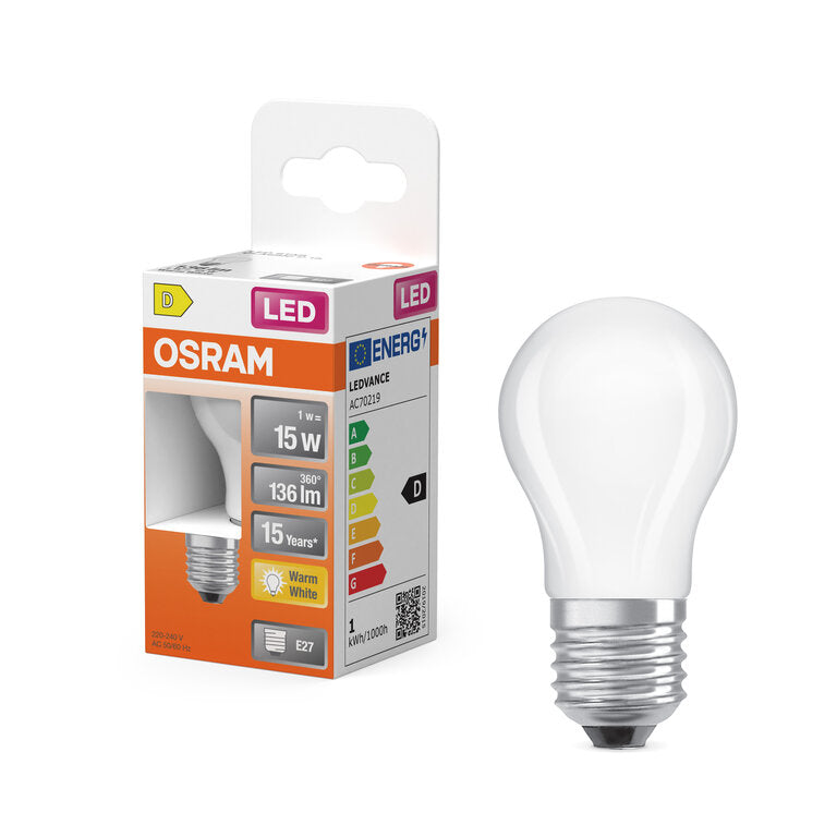 Osram / Ledvance LED Filament Star Tropfen P matt 300° 1-15W/827 warmweiß 136lm E27 220-240V