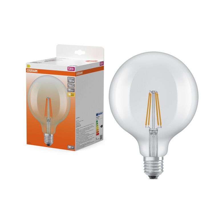 Osram / Ledvance LED Filament Star Globe G125 klar 300° 5,9-60W/827 warmweiß 806lm E27 220-240V