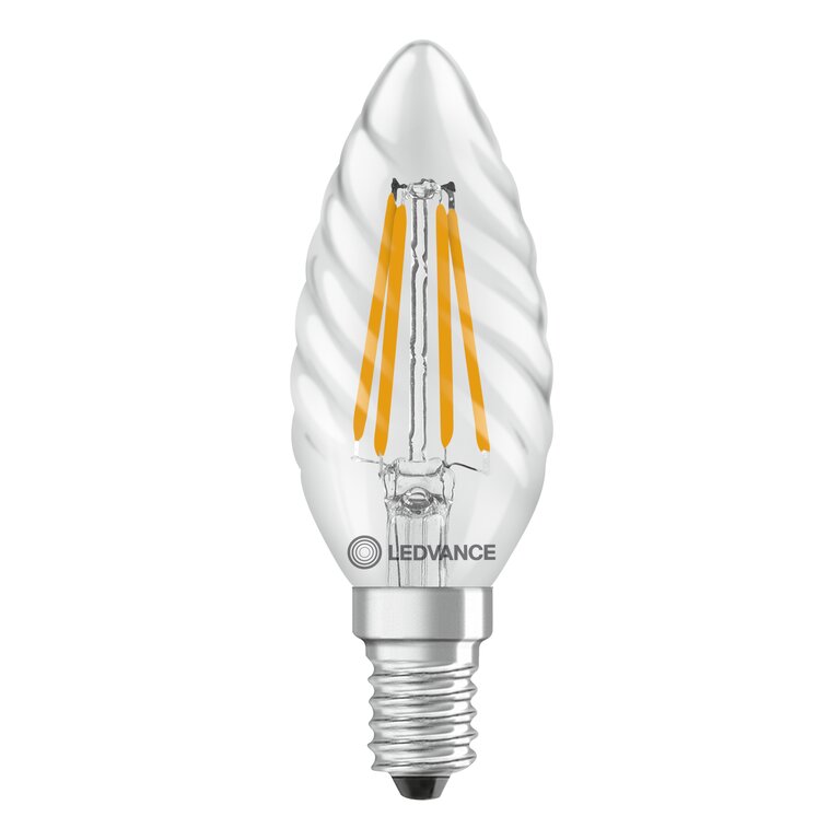 Osram / Ledvance LED Filament Kerze BW klar gedreht 300° Performance 3,4-40W/827 warmweiß 470lm E14 220-240V