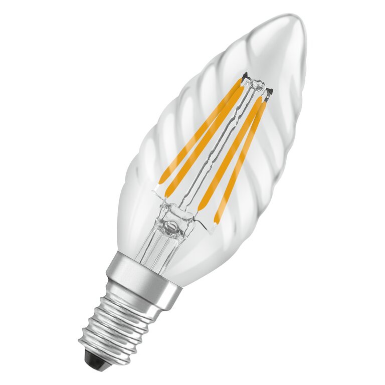 Osram / Ledvance LED Filament Kerze BW klar gedreht 300° Performance 3,4-40W/827 warmweiß 470lm E14 220-240V