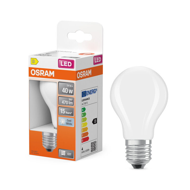 Osram / Ledvance LED Filament Star Classic A matt 300° 3,4-40W/840 kaltweiß 470lm E27 220-240V