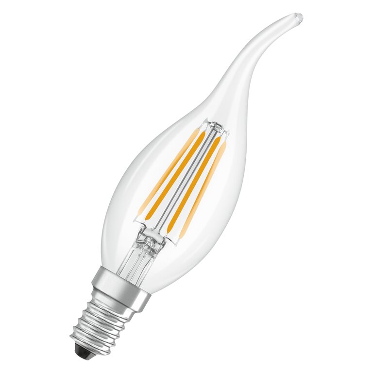Osram / Ledvance LED Filament Kerze BA klar Windstoß 300° Performance 3,4-40W/827 warmweiß 470lm E14 220-240V