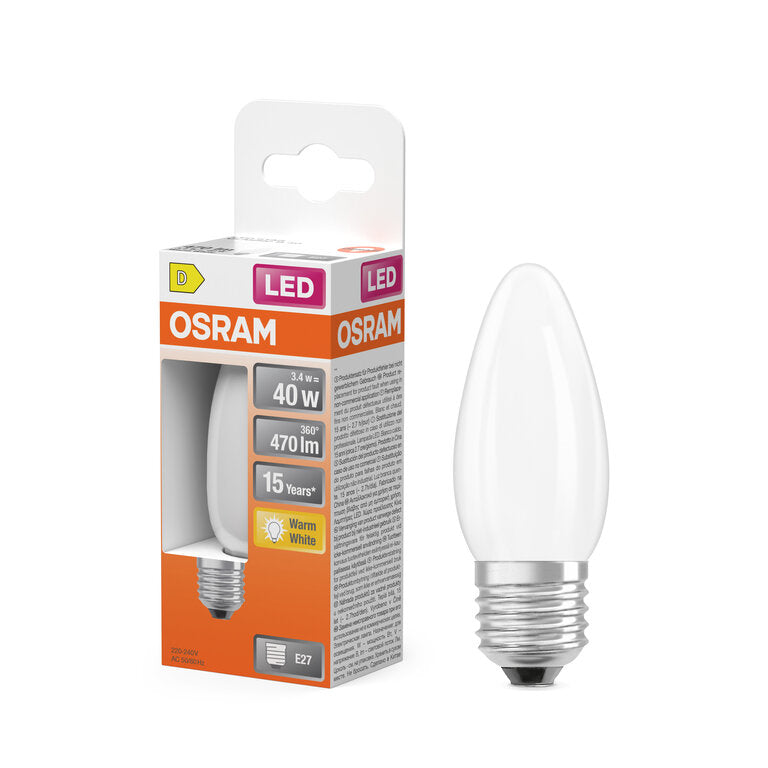 Osram / Ledvance LED Filament Star Kerze B matt 300° 3,4-40W/827 warmweiß 470lm E27 220-240V