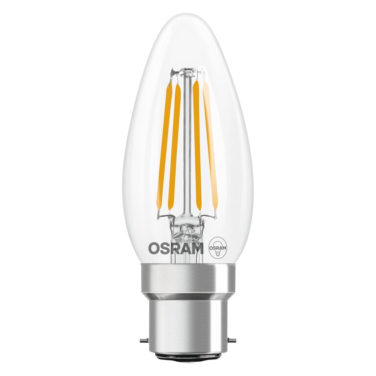 Osram / Ledvance LED Filament Star Kerze B klar 300° 3,4-40W/827 warmweiß 470lm B22d 220-240V