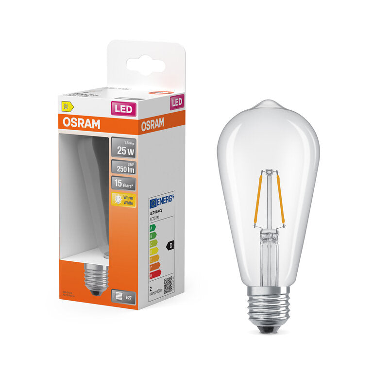 Osram / Ledvance LED Filament Star Edison ST klar 300° 1,8-25W/827 warmweiß 250lm E27 220-240V