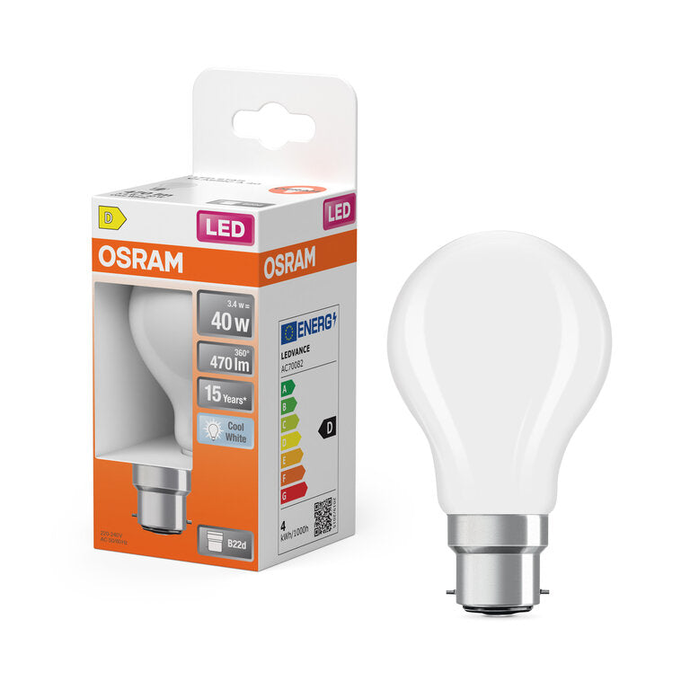 Osram / Ledvance LED Filament Star Classic A matt 300° 3,4-40W/840 kaltweiß 470lm B22d 220-240V