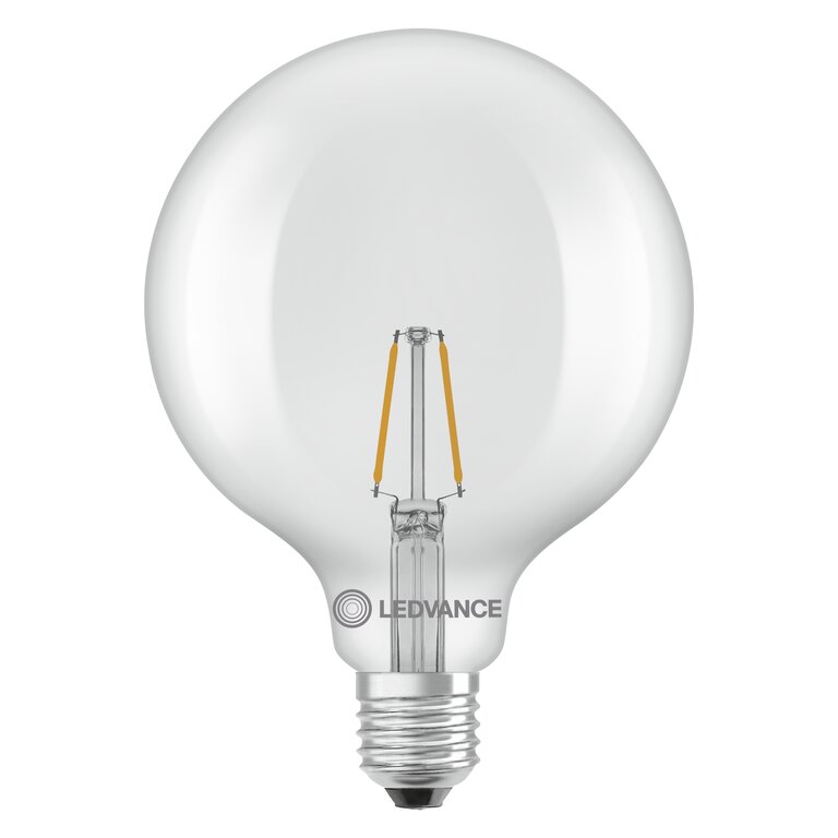 Osram / Ledvance LED Filament Globe G125 klar 300° Performance 1,8-25W/827 warmweiß 250lm E27 220-240V