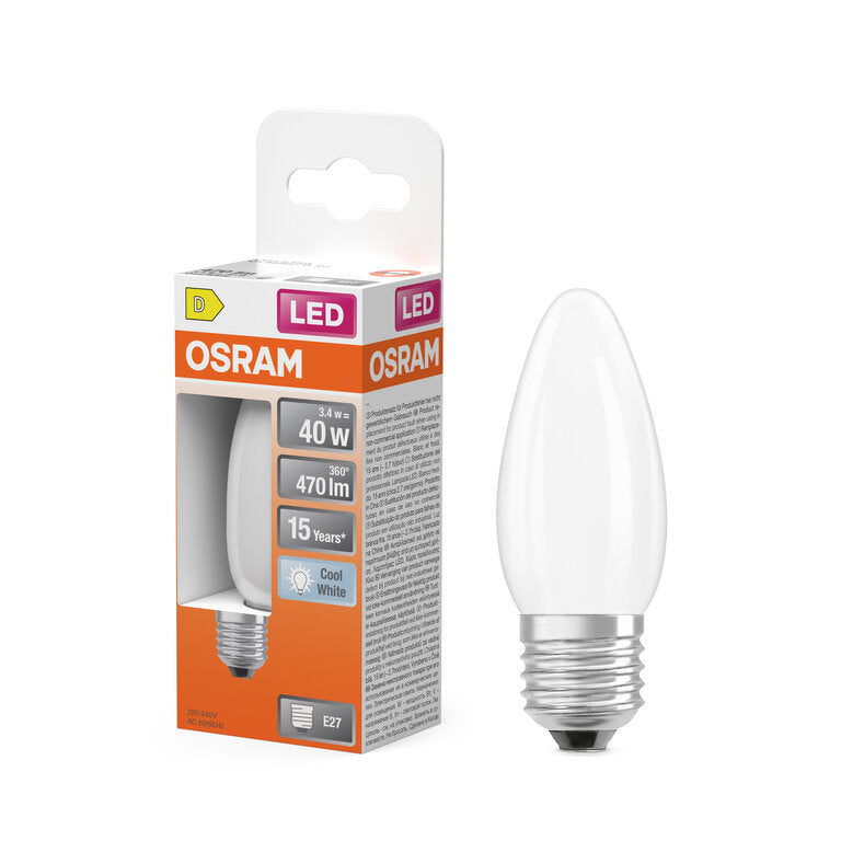 Osram / Ledvance LED Filament Star Kerze B matt 300° 3,4-40W/840 kaltweiß 470lm E27 220-240V