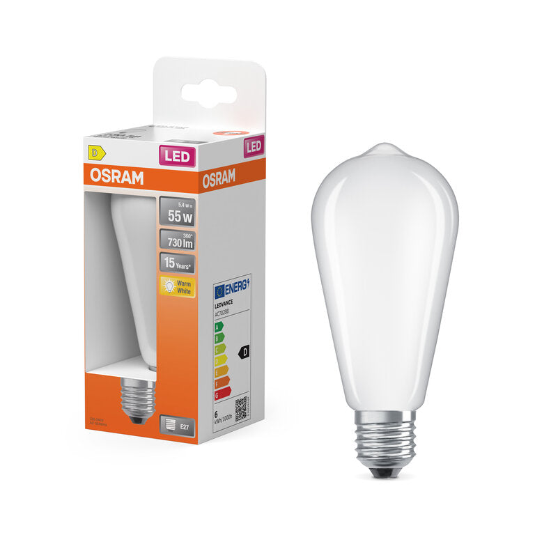 Osram / Ledvance LED Filament Star Edison ST matt 300° 5,4-55W/827 warmweiß 730lm E27 220-240V