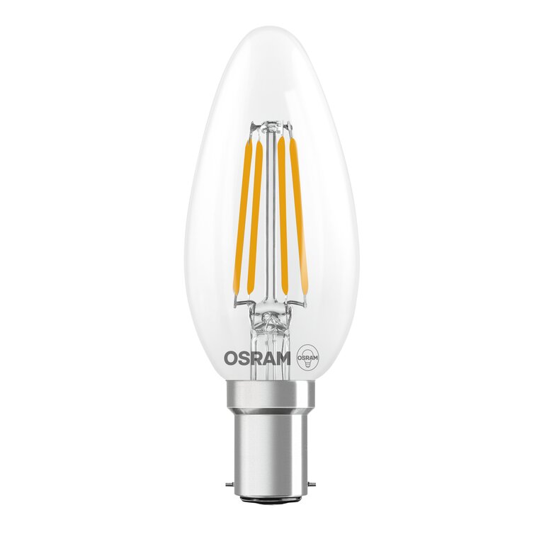 Osram / Ledvance LED Filament Star Kerze B klar 300° 3,4-40W/827 warmweiß 470lm B15d 220-240V