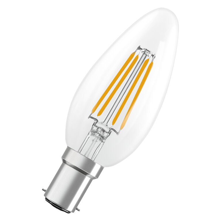 Osram / Ledvance LED Filament Star Kerze B klar 300° 3,4-40W/827 warmweiß 470lm B15d 220-240V