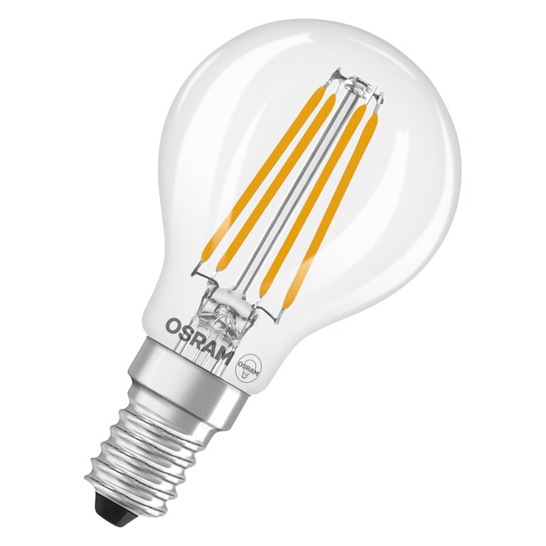 Osram / Ledvance LED Filament Star Tropfen P klar 300° 3,4-40W/840 kaltweiß 470lm E14 220-240V