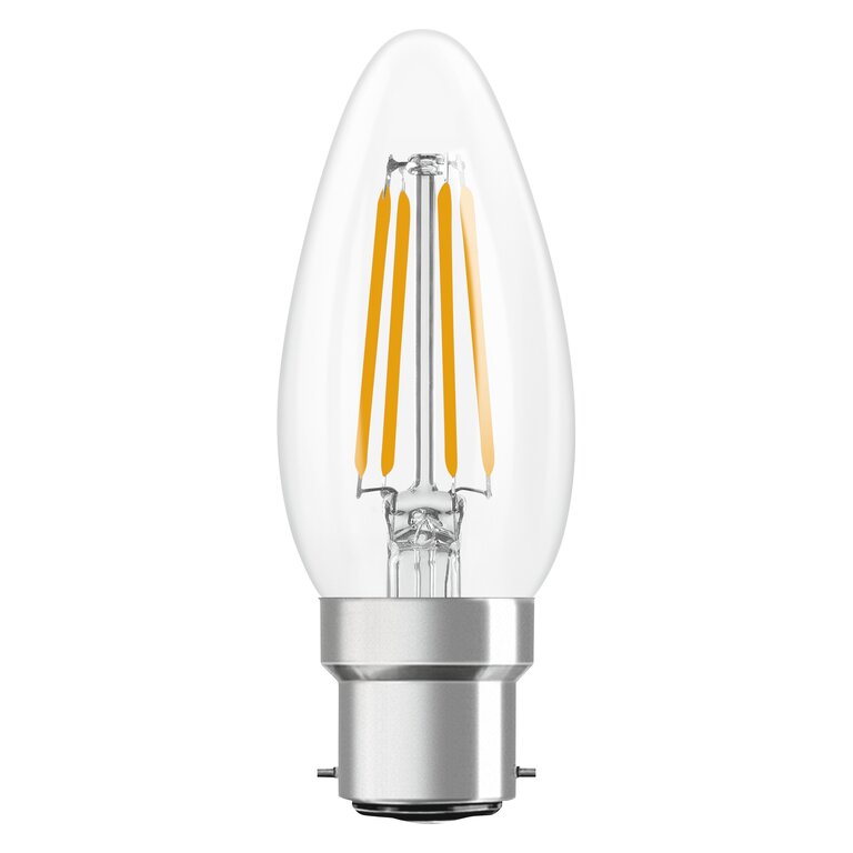 Osram / Ledvance LED Filament Star Kerze B klar 300° 3,4-40W/840 kaltweiß 470lm B22d 220-240V