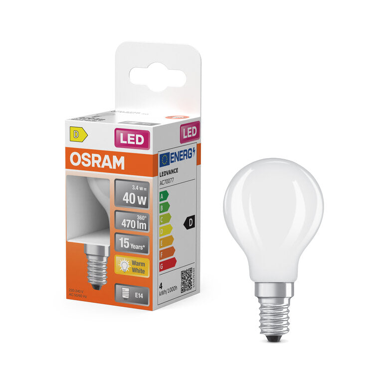 Osram / Ledvance LED Filament Star Tropfen P matt 300° 3,4-40W/827 warmweiß 470lm E14 220-240V