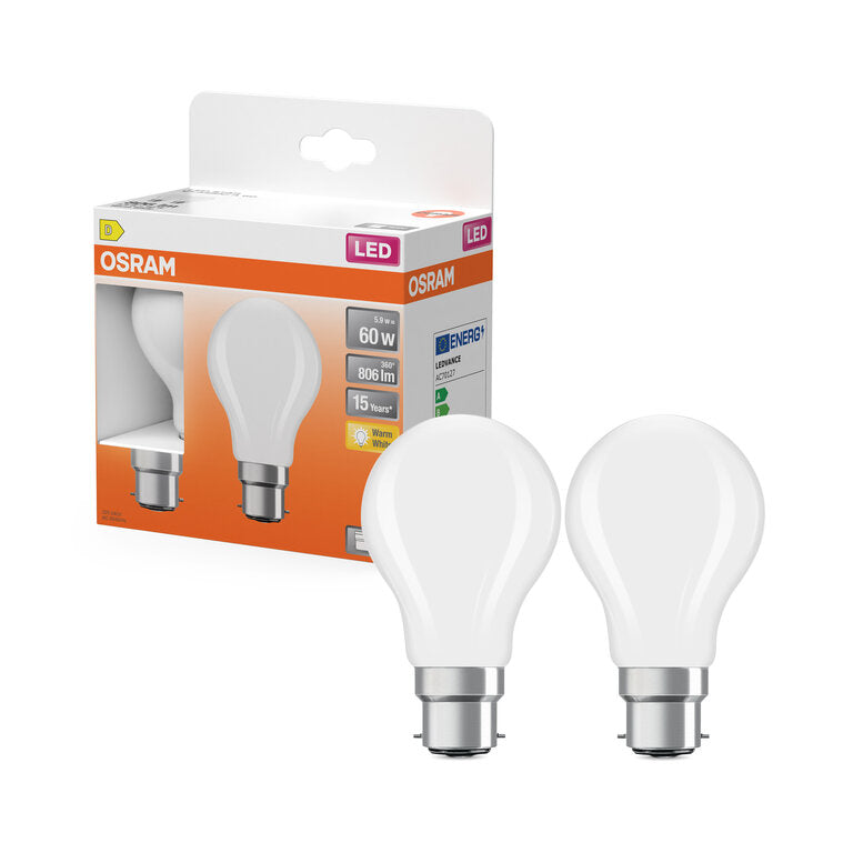 Osram / Ledvance LED Filament Star Classic A matt 300° 5,9-60W/827 warmweiß 806lm B22d 220-240V 2er Pack