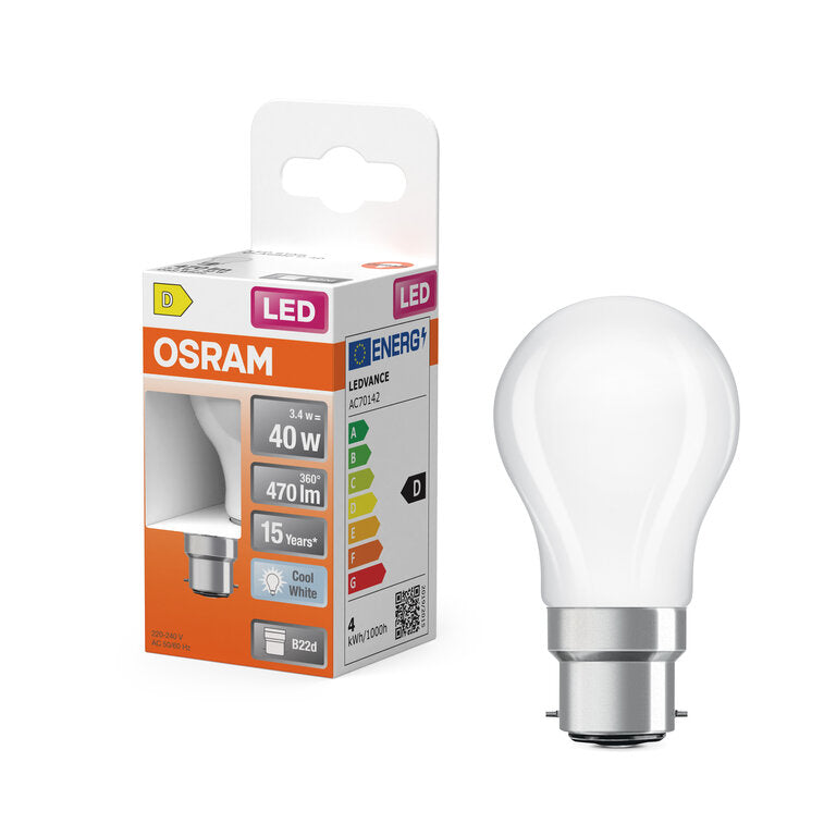 Osram / Ledvance LED Filament Star Tropfen P matt 300° 3,4-40W/840 kaltweiß 470lm B22d 220-240V