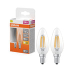 Osram / Ledvance LED Filament Star Kerze B klar 300° 3,4-40W/827 warmweiß 470lm E14 220-240V 2er Pack