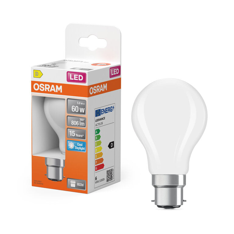 Osram / Ledvance LED Filament Star Classic A matt 300° 5,9-60W/865 tageslichtweiß 806lm B22d 220-240V