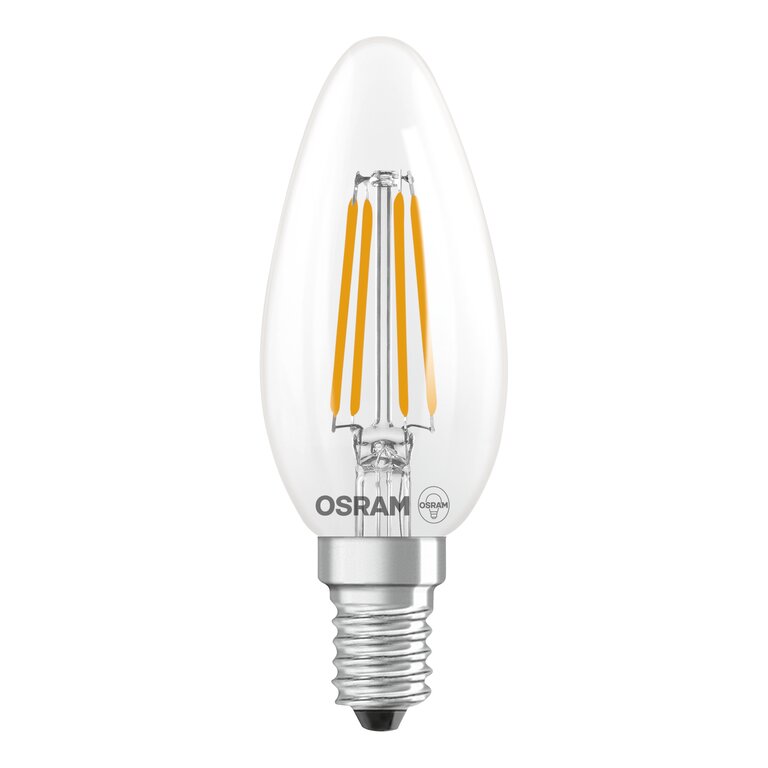 Osram / Ledvance LED Filament Kerze B klar 300° UltraEfficient 2,5-40W/827 warmweiß 470lm E14 220-240V dimmbar