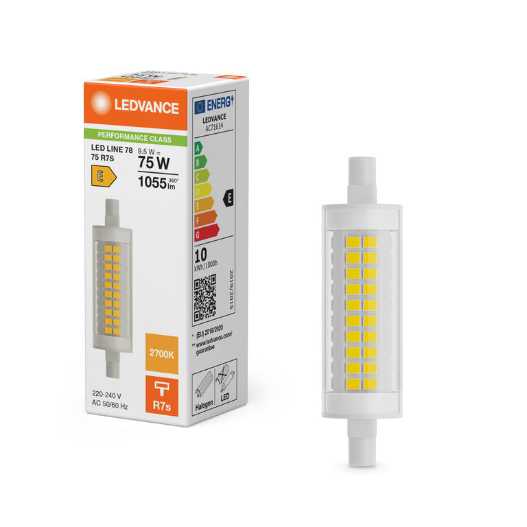 Osram / Ledvance LED Slim Line klar 300° Performance 9,5-75W/827 warmweiß 1055lm R7s 220-240V 78mm