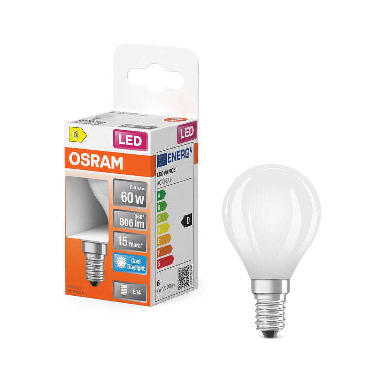 Osram / Ledvance LED Filament Star Tropfen P matt 300° 5,9-60W/865 tageslichtweiß 806lm E14 220-240V