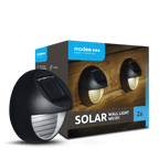 Modee Solar Wand Leuchte LED 45x80x80mm Edelstahl Kunststoff schwarz 2700K IP44 1,2V Batterie 2er Pack