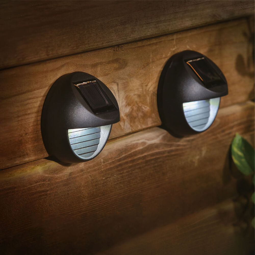 Modee Solar Wand Leuchte LED 45x80x80mm Edelstahl Kunststoff schwarz 2700K IP44 1,2V Batterie 2er Pack