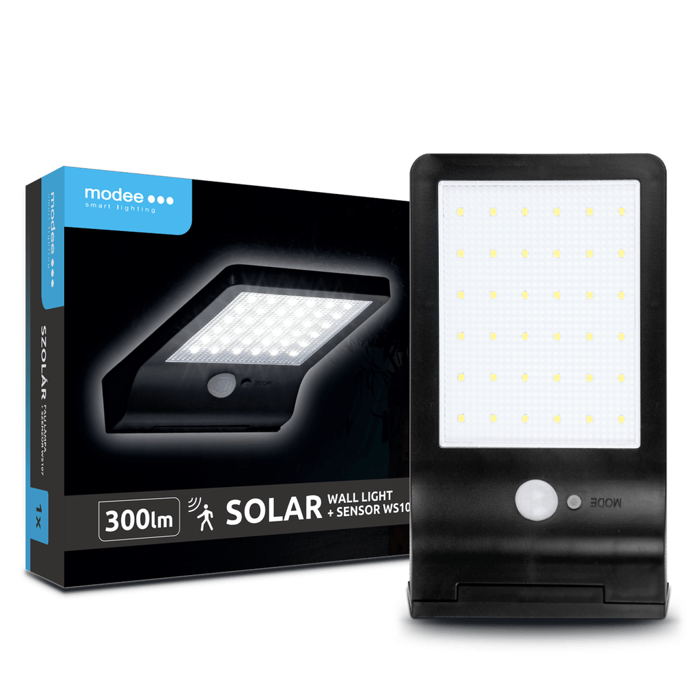 Modee Solar Wand Leuchte LED 190x108x30mm Kunststoff schwarz 6000K IP44 3,7V Batterie