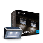 Modee Solar Wand Leuchte LED 22x100x80mm Edelstahl 6000K IP44 1,2V Batterie 2er Pack
