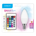 Modee SMD LED Alu-Plastik Kerze B matt 200° remote Control 4,9-40W/ RGBW einstellbar 470lm E14 220-240V dimmbar 1er Blister