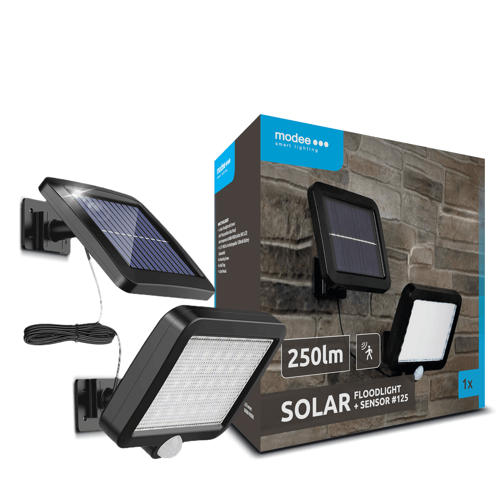Modee Solar Wand Fluter LED schwenkbar rechteckig 150x130x20mm Kunststoff schwarz 9000K IP44 3,7V Batterie