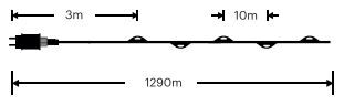 Modee Lichterkette 10m 100 LED flexiblen Draht silber 1,35W 2700K 360° IP44 220-240V Netzstecker 8 Funktionen