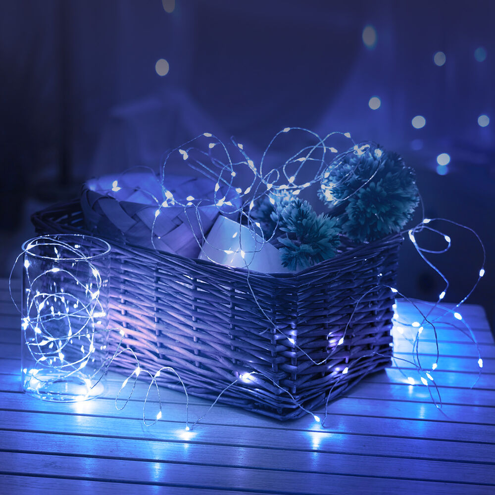 Modee Lichterkette 10m 100 LED flexiblen Draht silber 3,6W 6000K 360° IP44 220-240V Netzstecker 8 Funktionen