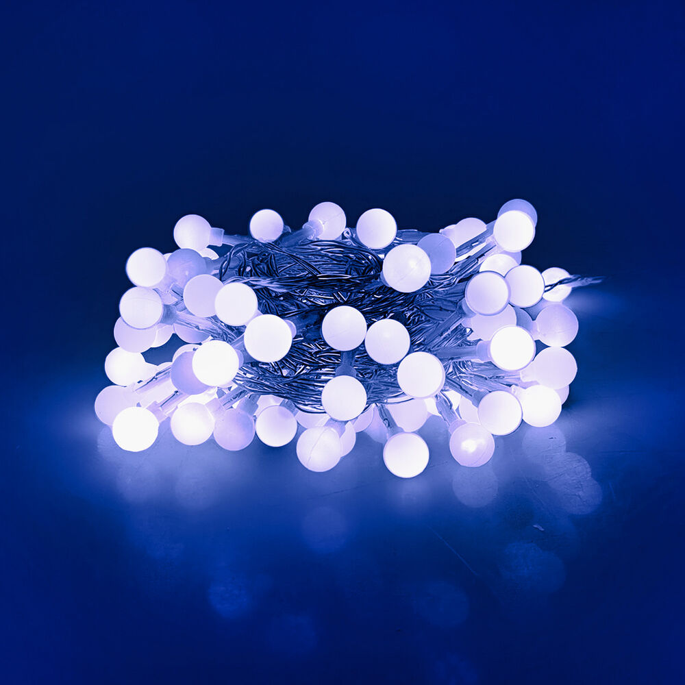 Modee Lichterkette 10m 100 LED kleine Kugeln Kunststoff grün 3,6W 6000K 360° IP44 220-240V Netzstecker 8 Funktionen