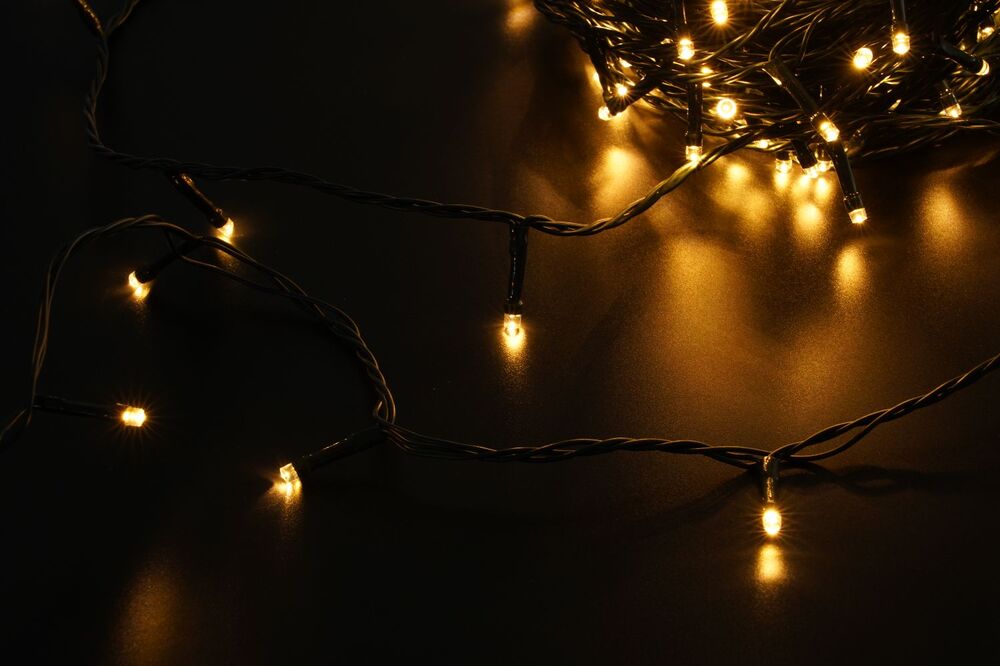 Modee Lichterkette 10m 100 LED Kunststoff grün 3,6W 2700K 360° IP44 220-240V Netzstecker 8 Funktionen