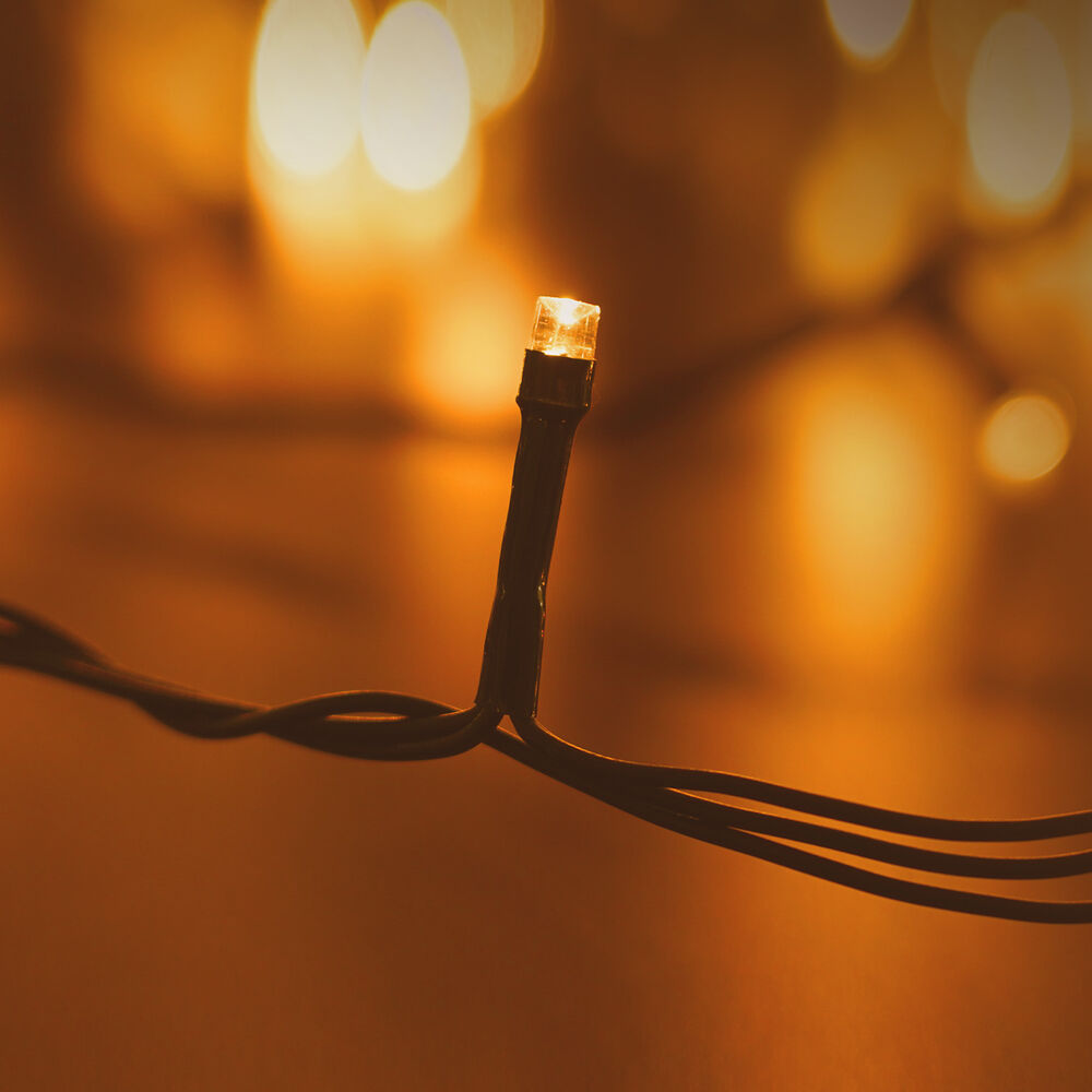 Modee Lichterkette 20m 200 LED Kunststoff grün 3,6W 2700K 360° IP44 220-240V Netzstecker 8 Funktionen