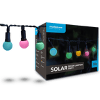 Modee Solar Lichterkette 7,9m 50 LED kleine Kugeln Kunststoff farbig 2700-3200K IP44 1,2V Batterie 2 Funktionen