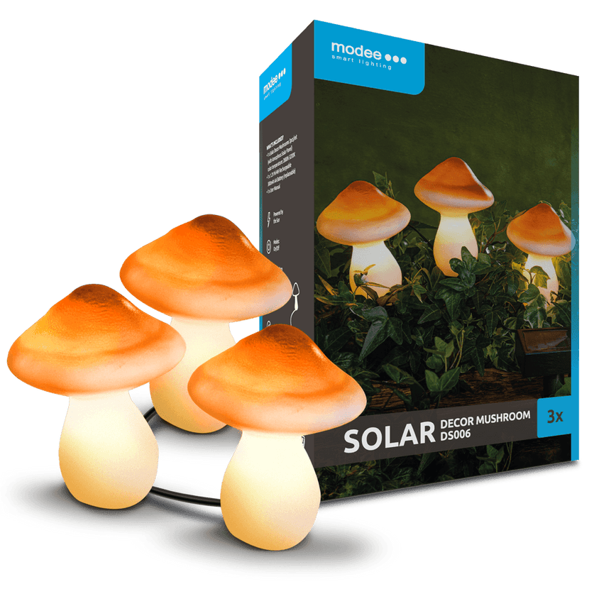 Modee Solar Lichterkette 2m 3 LED Pilz 85x100mm Kunststoff 2700-3200K IP44 1,2V Batterie