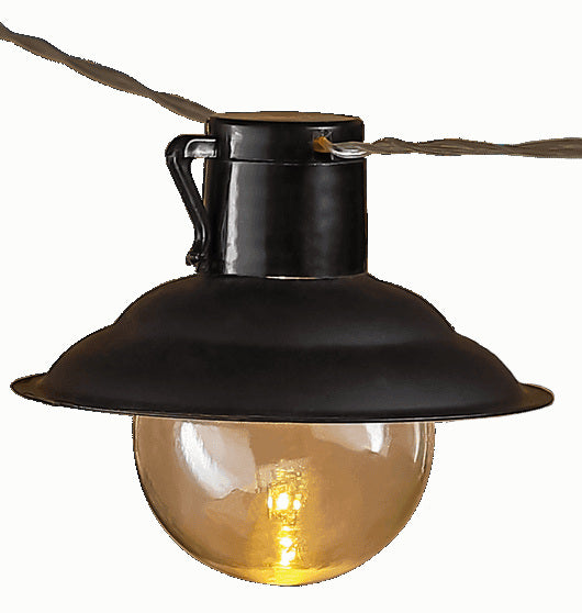 Modee Solar Lichterkette 4,7m 10 LED Kugel Laterne 90x75mm Kunststoff schwarz 2700-3200K IP44 1,2V Batterie 2 Funktionen