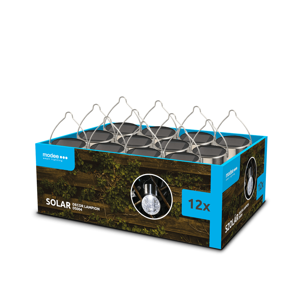 Modee Solar Larterne Leuchte LED 60x90mm Edelstahl Kunststoff klar 7800-8200K IP44 1,2V Batterie 12er Pack