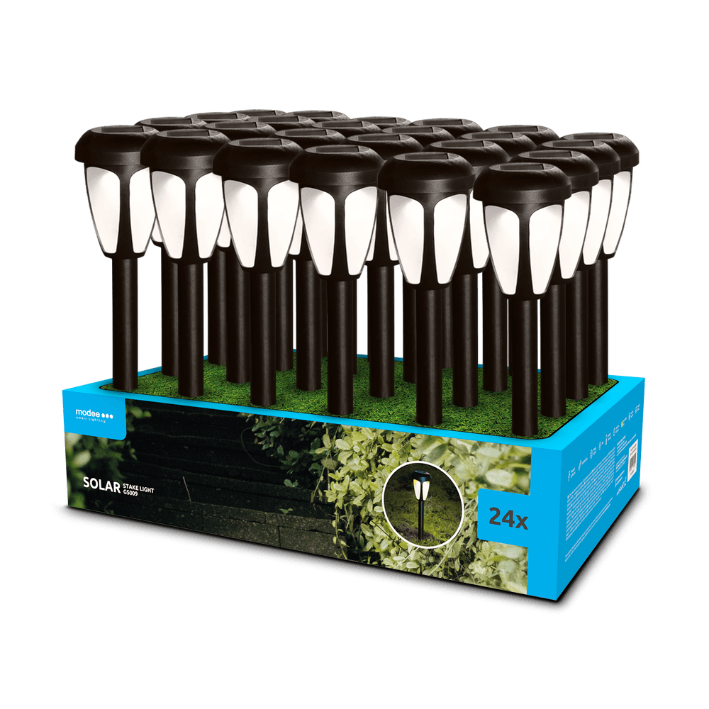 Modee Solar Garten Leuchte LED 68x390mm Kunststoff schwarz 2700-3200K IP44 1,2V Batterie 24er Pack