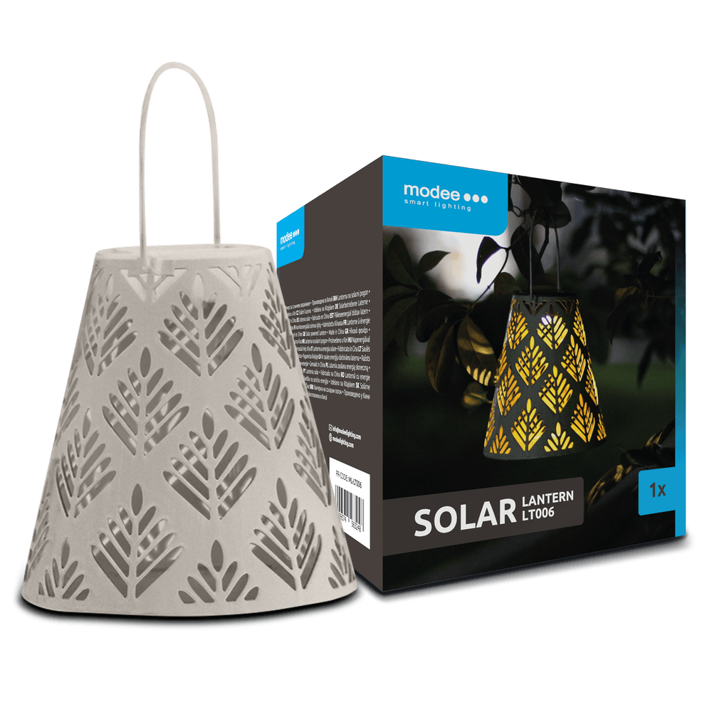 Modee Solar Larterne Leuchte LED 115x110mm Metall Kunststoff grau 2700-3200K IP44 1,2V Batterie