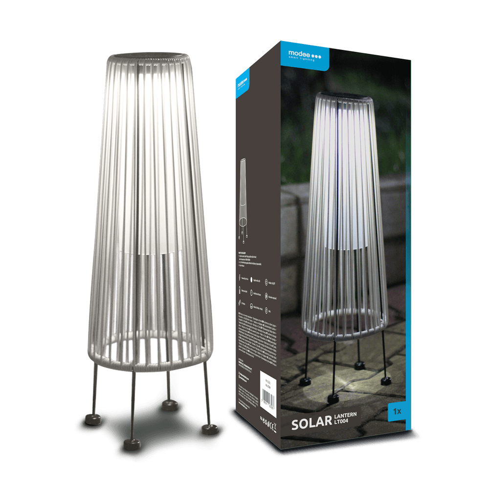 Modee Solar Larterne Leuchte LED 170x480mm Metall Kunststoff grau 9000-9800K IP44 1,2V Batterie