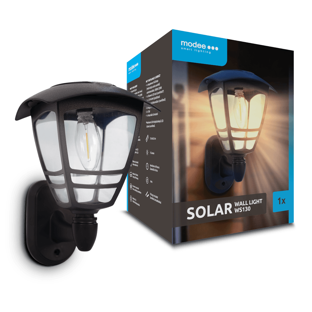 Modee Solar Wand Leuchte LED 130x160x210mm Metall Kunststoff grau 2700-3200K IP44 1,2V Batterie